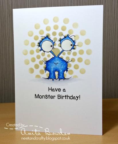 Blue monster birthday card