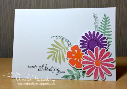 Colourful flowers birthday card
