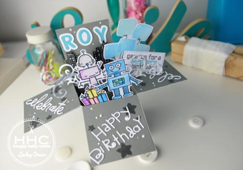 Retro robot birthday card