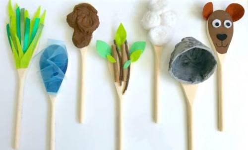 story telling wooden spoons activity from the Imagination Tree
