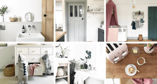 collage of pastel, scandi style interiors from apartmentapothecary