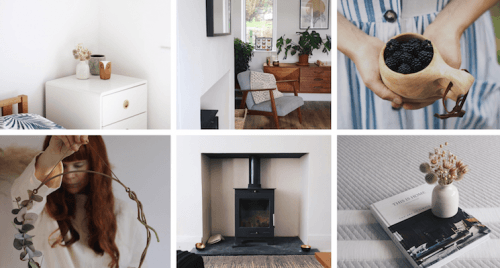 slow living collage from field and nest - scandi interior
