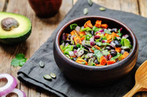 black bean, avocado and sweet potato salad