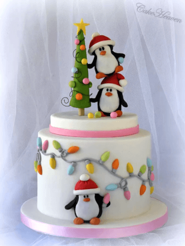 Pretty penguin cake