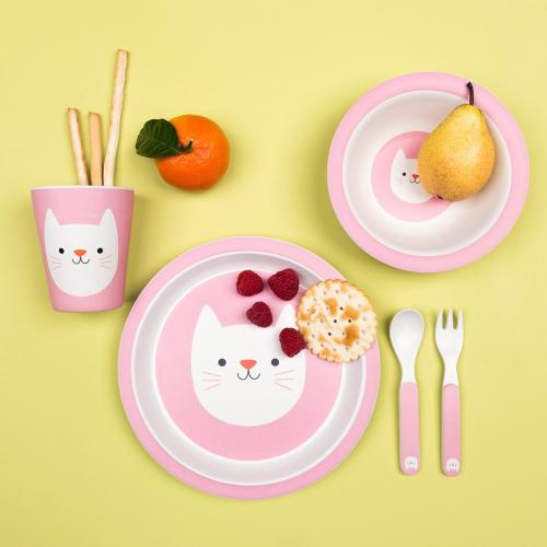 Cookie the Cat bamboo tableware set