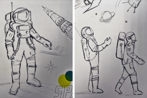 Early astronaut sketches Early astronaut sketches