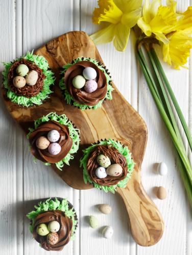 Easter chocolate cupcake nests with mini eggs