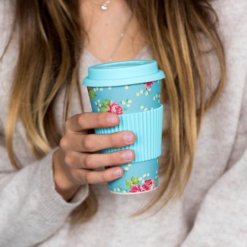 English Rose bamboo travel mug