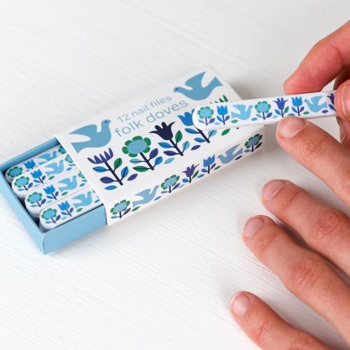 Folk Doves matchbox nail files (pack of 12)