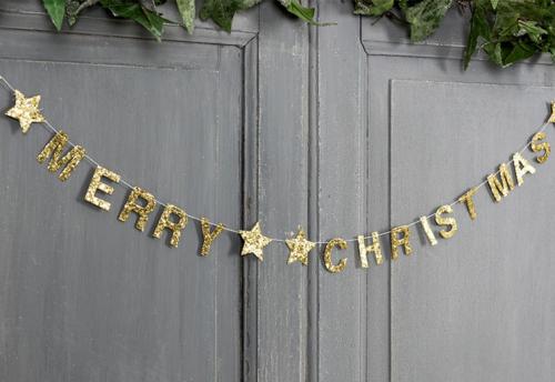 Gold Merry Christmas garland