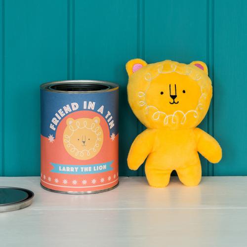 Larry the Lion friend in a tin