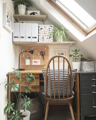 small desk nook with pinboard 