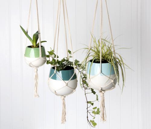 macrame hanging plant pots by dotcomgiftshop