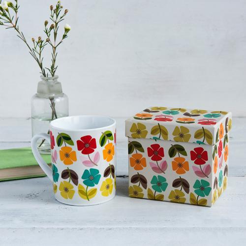 Mid-century poppy mug in gift box