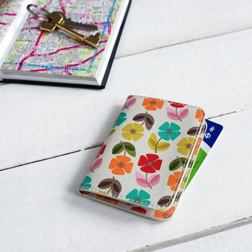 Mid Century Poppy travel card holder