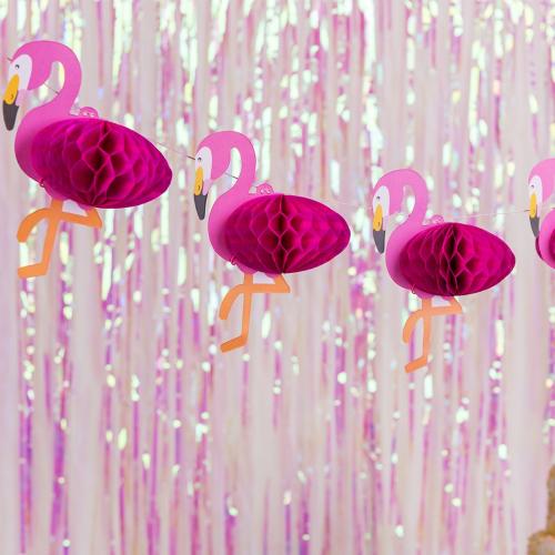 mini flamingo honey comb garland