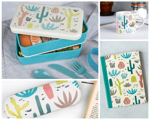 Desert in Bloom bento box, mug, notebook, glasses case