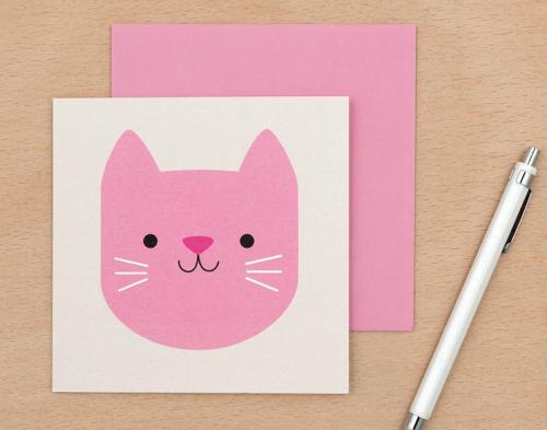 Pink cat card available from Dotcomgiftshop