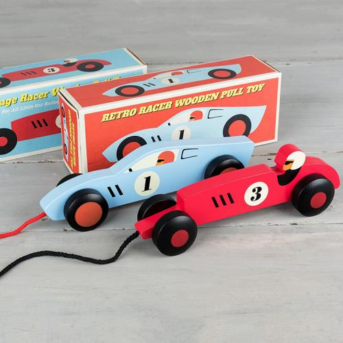 Wooden pull toy cars