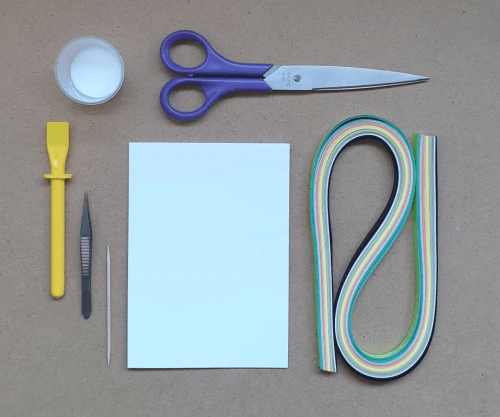 Tools to make quilled greetings card