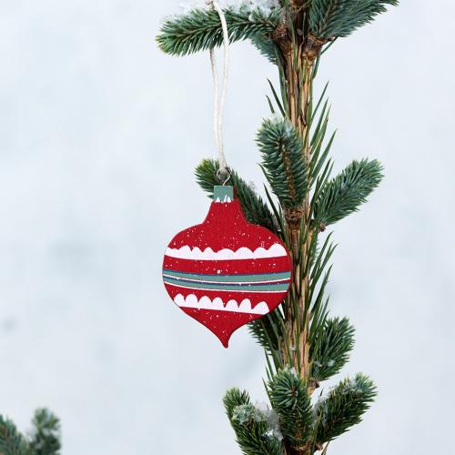 Red bauble wooden decoration