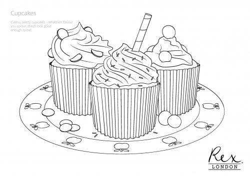 cupcake colouring page