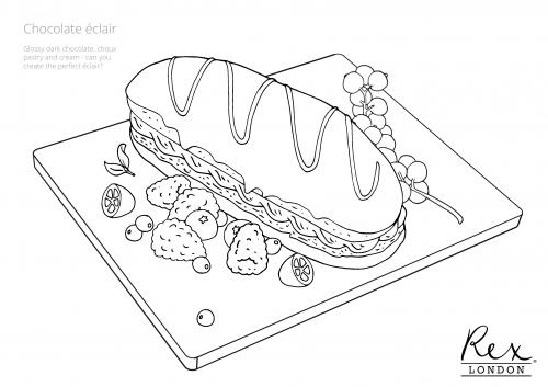 chocolate eclaire colouring page chocolate eclaire colouring page