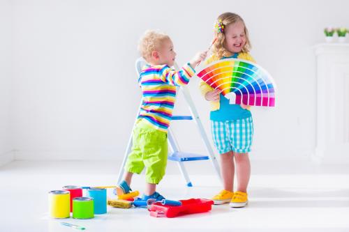 children with colour chart