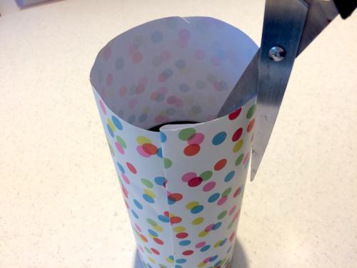 step 7 wrapping cylindrical gifts