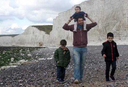 man-with-children-white-cliffs