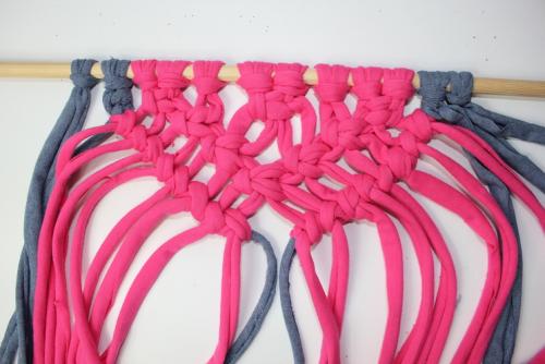 diagonal lines tied with double basic knots