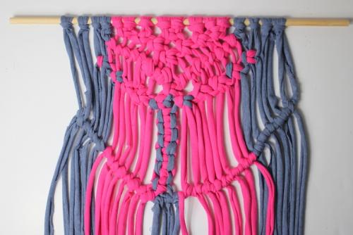 An almost finished macrame decoration