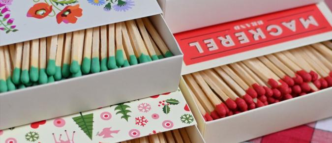 Decorative colourful matches