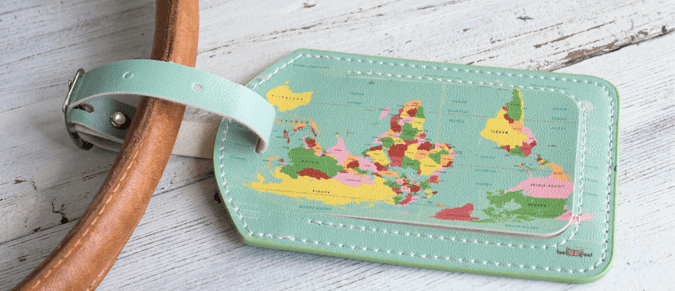 Luggage tag on bag handle