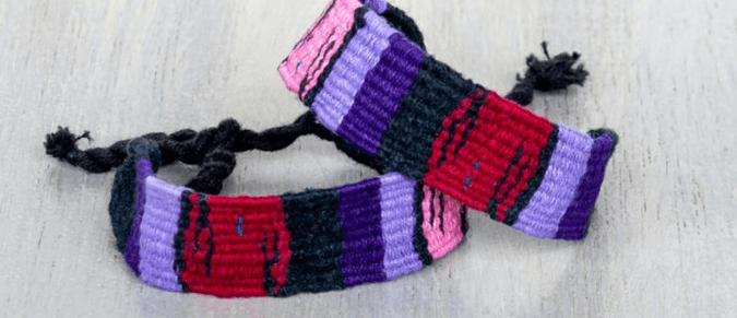 2 Purple and pink and black bracelets