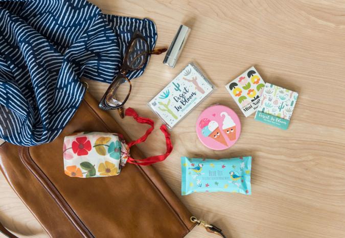 handbag, essentials, foldaway bag, wet wipes, bag essentials, wipes, mirror, compact mirror, nail files