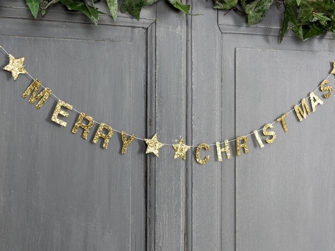 Gold Merry Christmas garland