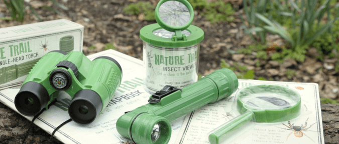 Range of nature trail products in forest