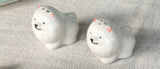Dog ceramic salt and pepper shakers