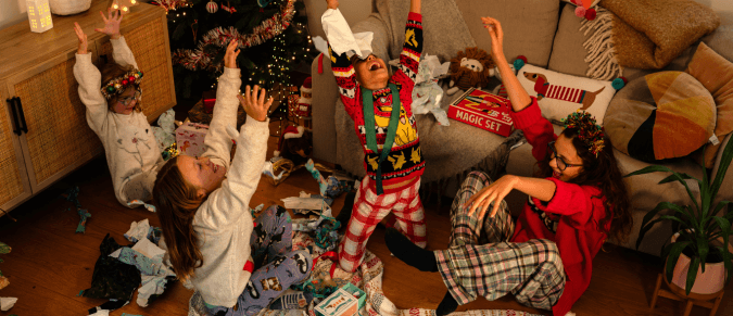 Kids excited about their presents