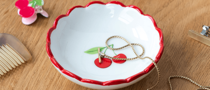 Cherry scalloped trinket dish