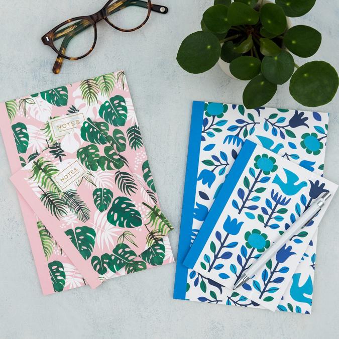 Tropical Palm notebooks and Folk Doves notebooks