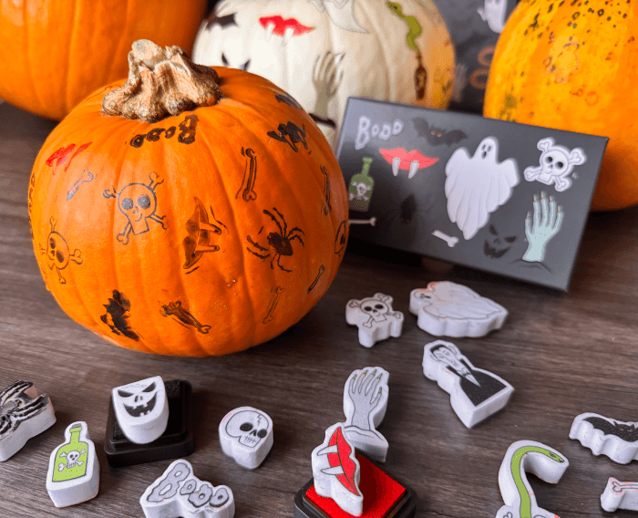 Pumpkin with spooky stamps