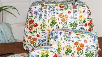 Wild Flowers travel collection oilcloth bags and glasses case