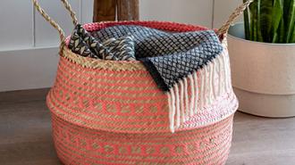 Large Coral Seagrass Storage Basket