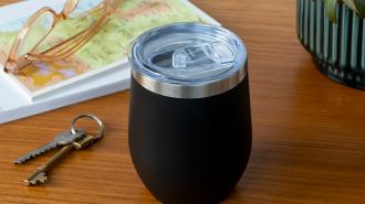 Rubber coated travel cup 350ml - Black