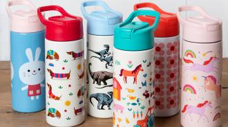 Stainless steel bottle with push button lid 500ml