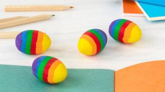Colourful four rainbow egg erasers
