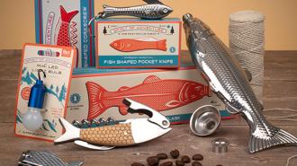 Pocket knife keyring, Fish shaped corkscrew, Fish shaped nail clippers