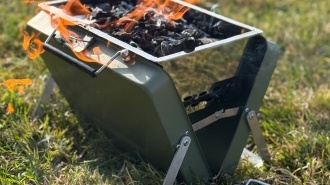 Khaki green portable suitcase BBQ